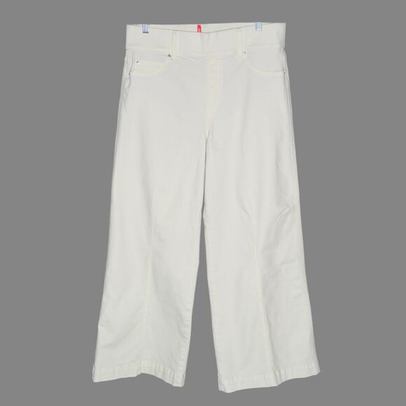 Spanx 1X Seamed Front Wide Leg Jeans Stretch High Rise Core Shaping Ecru White - Picture 2 of 12